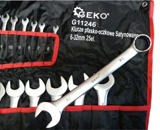 Geko Klucze płasko oczkowe satynowane 6-32mm 25el. G11246  - 3