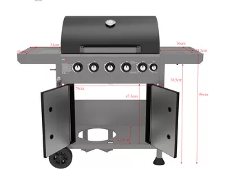 Lund Grill gazowy 5+1 z żeliwnym rusztem 17,5 kW 99636 - 17
