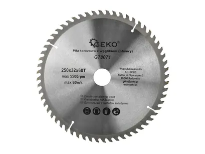 Geko Tarcza do cięcia drewna 250x32mm z otworami 60z. G78071 