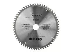 Geko Tarcza do cięcia drewna 250x32mm z otworami 60z. G78071 