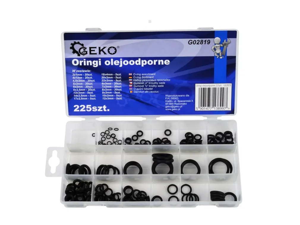 Geko Oringi olejoodporne 225szt. G02819