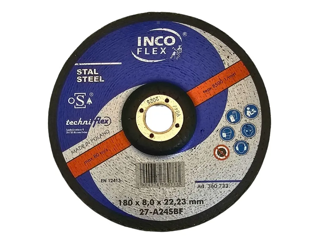 Incoflex Tarcza do szlifowania metalu Standard STAL M27 180 x 6,0mm A24SBF
