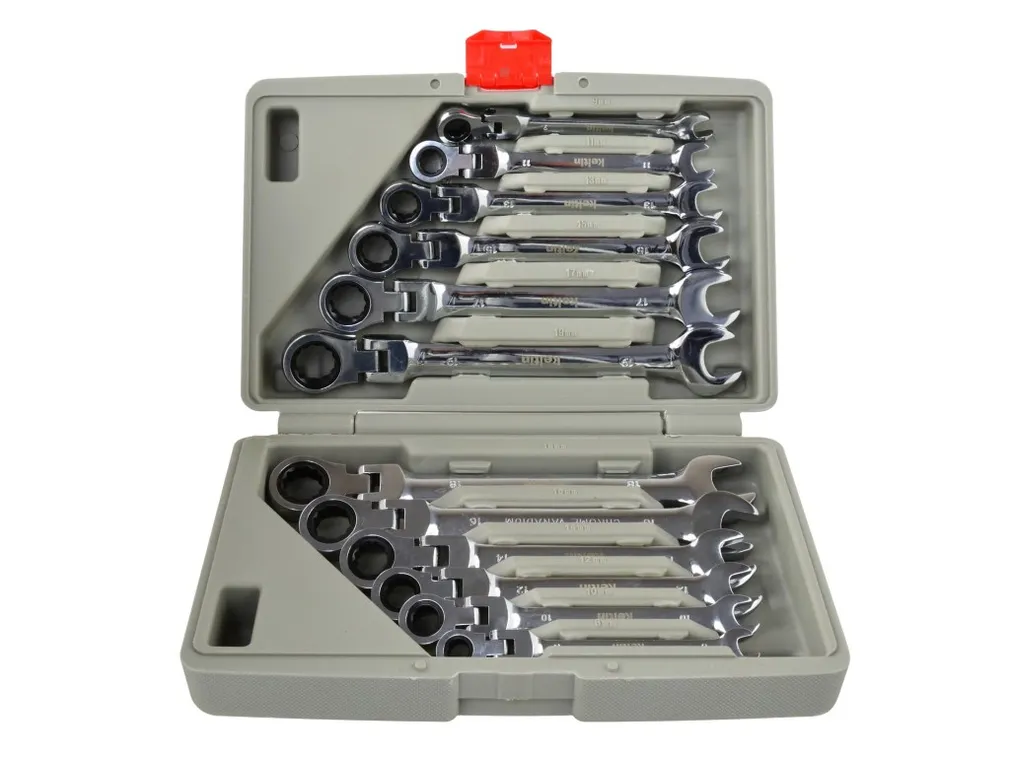Kietlin Klucze płasko oczkowe łamane grzechotką 8-19mm 12el. K00106