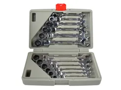 Kietlin Klucze płasko oczkowe łamane grzechotką 8-19mm 12el. K00106