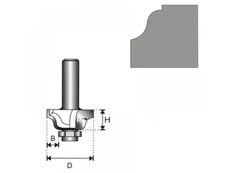 Dedra Frez do drewna z płytkami węglikowymi profilowy z łożyskiem  25,7x9,7x8mm  07F191B  - 2
