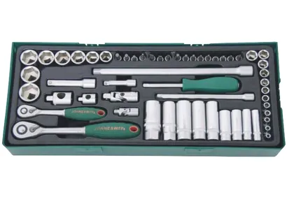 Jonnesway Komplet kluczy nasadowych 1/4" i 3/8" we wkładce 56 szt. S04H3157SP 