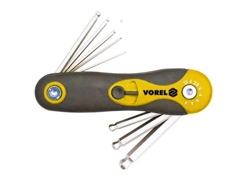 Vorel Klucze imbusowe składane z kulką 1,5-8mm 8szt. 56505 
