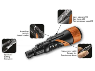 Neo Wkrętak akumulatorowy 3,6V + bity 04-200 - 2