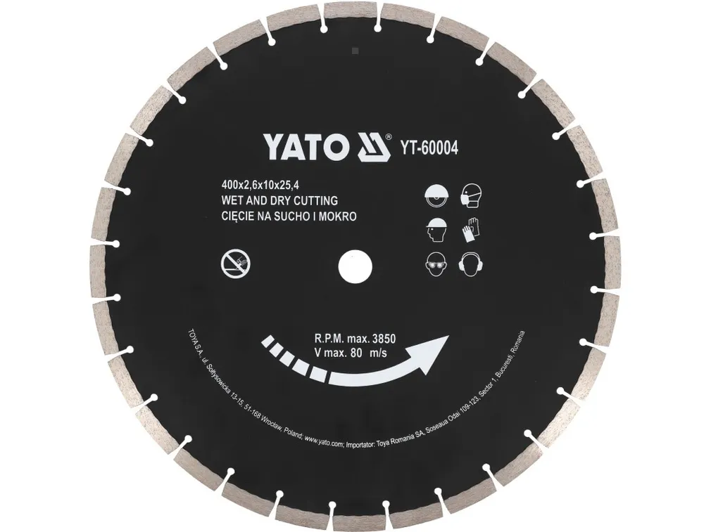 Yato Tarcza diamentowa do betonu 400x25,4mm profesjonalna YT-60004 