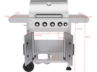 Lund Grill gazowy 4+1 z żeliwnym rusztem 14,5 kW 99637 - 17