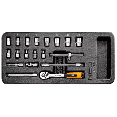 NEO Tools Klucze nasadowe zestaw 1/4" 19 sztuk wkładka 84-237
