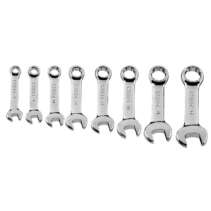 Neo Klucze płasko-oczkowe krótkie 8-19 mm zestaw 8 sztuk 09-791