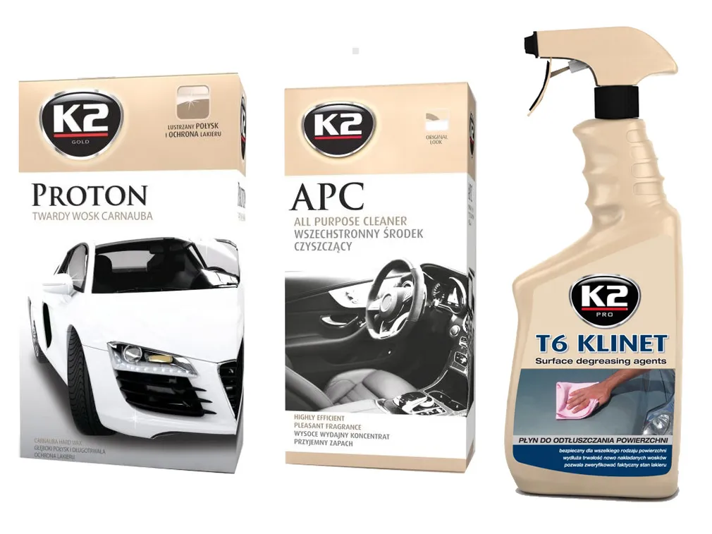 Kosmetyki samochodowe - zestaw K2 Klinet + Proton + APC