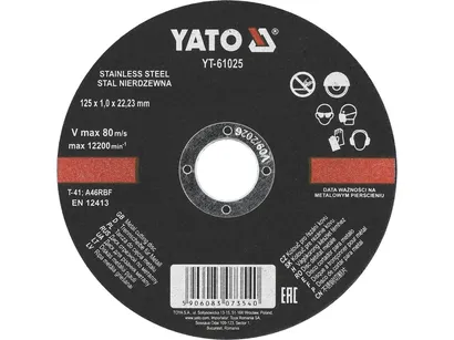 Yato Tarcza do cięcia stali INOX 125x1,0x22,2mm wytrzymała YT-61025