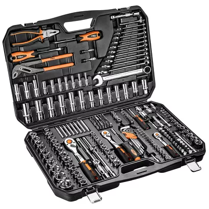 NEO Tools Zestaw kluczy nasadowych 1/2", 3/8", 1/4" 233 szt. CrV 10-078