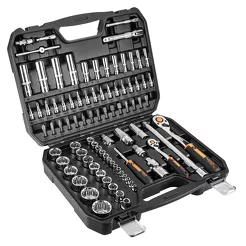 NEO Tools Zestaw kluczy nasadowych 1/4", 1/2" 86 szt. chromowany CrV 10-060