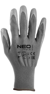 Neo Rękawice robocze, poliester pokryty PU, 4131X, rozmiar 9 97-646-9 - 4