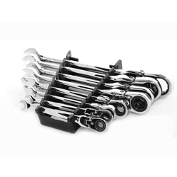 Geko Klucze płasko oczkowe z grzechotką i przegubem 8-22mm G10338