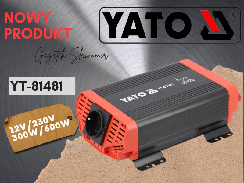 Przetwornica napięcia samochodowa Yato 12V/230V 300W YT-81481 Przetwornica napięcia samochodowa Yato 12V/230V 300W YT-81481