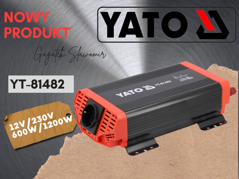 Przetwornica napięcia samochodowa Yato 12V/230V 600W YT-81482 Przetwornica napięcia samochodowa Yato 12V/230V 600W YT-81482